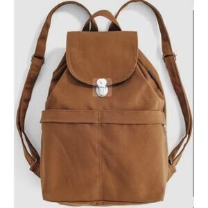 Baggu Cotton Canvas Drawstring Backpack Rucksack in Chestnut Minimalist Preppy